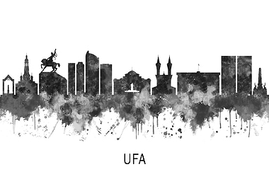 Ufa Russia Skyline BW