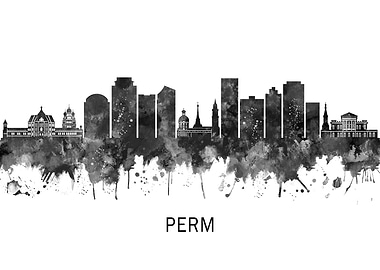 Perm Russia Skyline BW