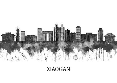 Xiaogan China Skyline BW