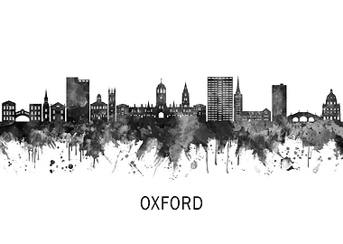 Oxford England Skyline BW