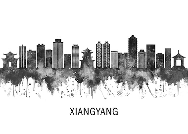 Xiangyang China Skyline BW