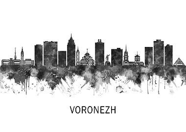 Voronezh Russia Skyline BW