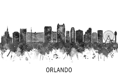 Orlando Florida Skyline BW