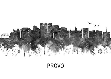 Provo Utah Skyline BW