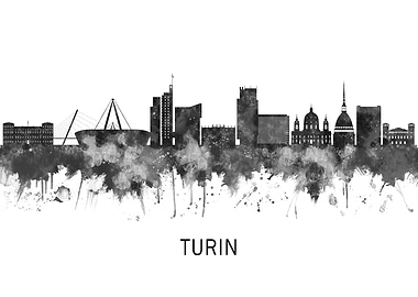 Turin Italy Skyline BW