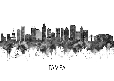 Tampa Florida Skyline BW