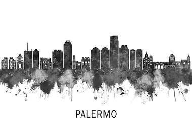 Palermo Italy Skyline BW