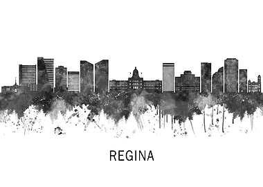 Regina Canada Skyline BW