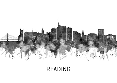 Reading England Skyline BW