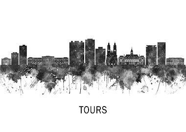 Tours France Skyline BW