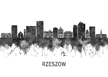 Rzeszow Poland Skyline BW