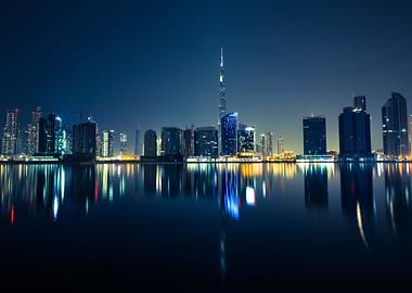 Cityscape of Dubai nights