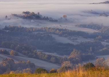 Autumn foggy mountains