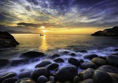 Stony Sea Beach by Sunset