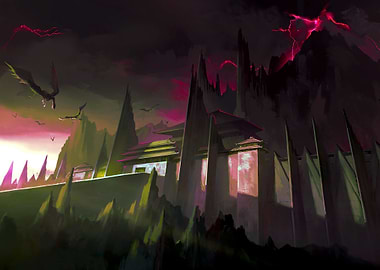 Dragons above a Castle