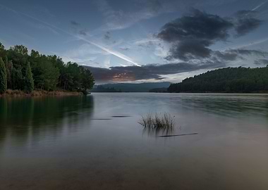 Lake sunset landscapes