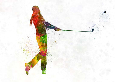 Golf player in watercolor