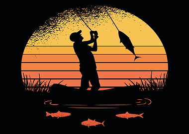 Fisherman sunset Poster