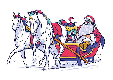 Santa unicorns christmas