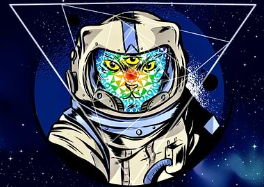 Trippy cat astronaut