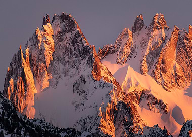 Chamonix mountains sunset