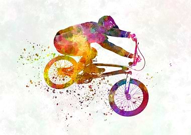 Watercolor bmx cyclist