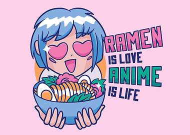 Cute girl loves ramen