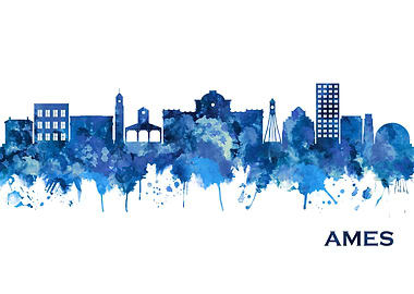 Ames Iowa Skyline Blue