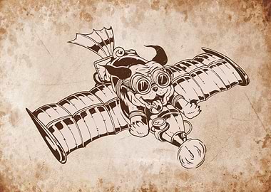 Steampunk funny pilot pug