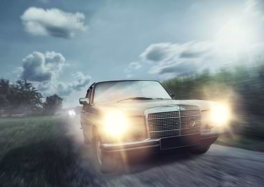 Oldtimer racing at night