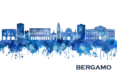Bergamo Italy Skyline Blue