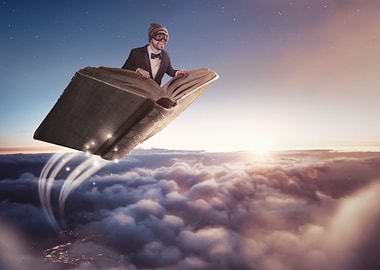 Man Flying In A Book