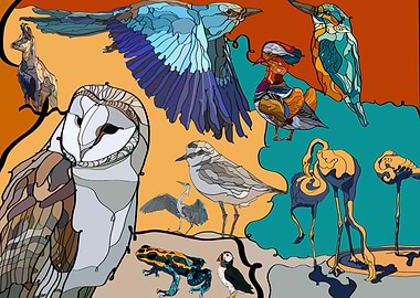 Wild animals composition