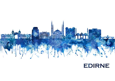 Edirne Turkey Skyline Blue