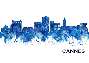 Cannes France Skyline Blue