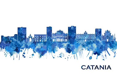 Catania Italy Skyline Blue