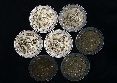 Two euro Greek coin macro
