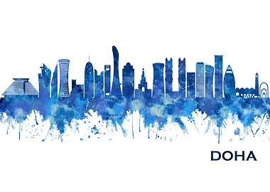 Doha Qatar Skyline Blue
