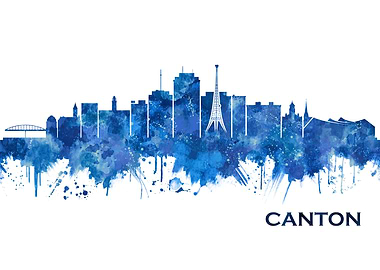 Canton Ohio Skyline Blue