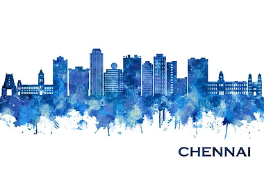 Chennai India Skyline Blue