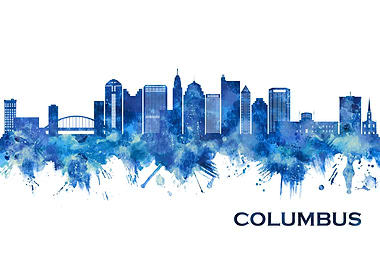 Columbus Ohio Skyline Blue