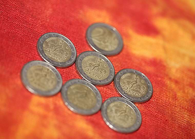 European 2 euro coin macro