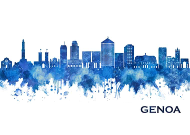 Genoa Italy Skyline Blue