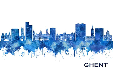 Ghent Belgium Skyline Blue