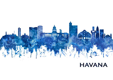 Havana Cuba Skyline Blue
