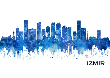 Izmir Turkey Skyline Blue