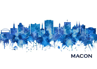 Macon Georgia Skyline Blue