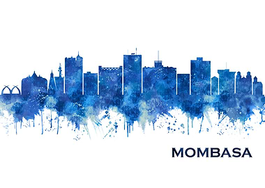 Mombasa Kenya Skyline Blue