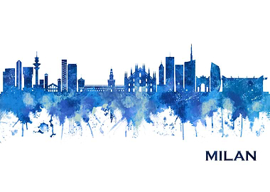 Milan Italy Skyline Blue