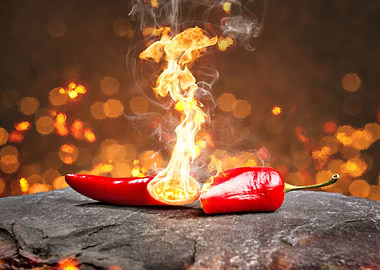 Chili Pepper On Fire